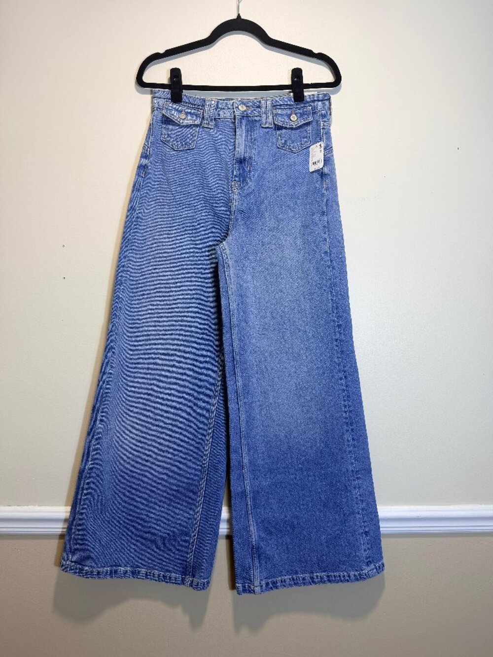 We The Free Kellee High Rise Palazzo Jeans Size 28 Medium Wash Wide Leg